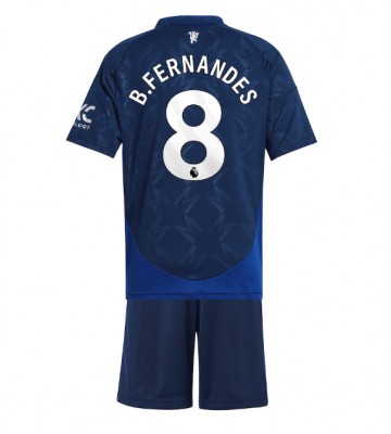 Manchester United Bruno Fernandes #8 Segunda Equipación Niños 2024-25 Manga Corta (+ Pantalones cortos)